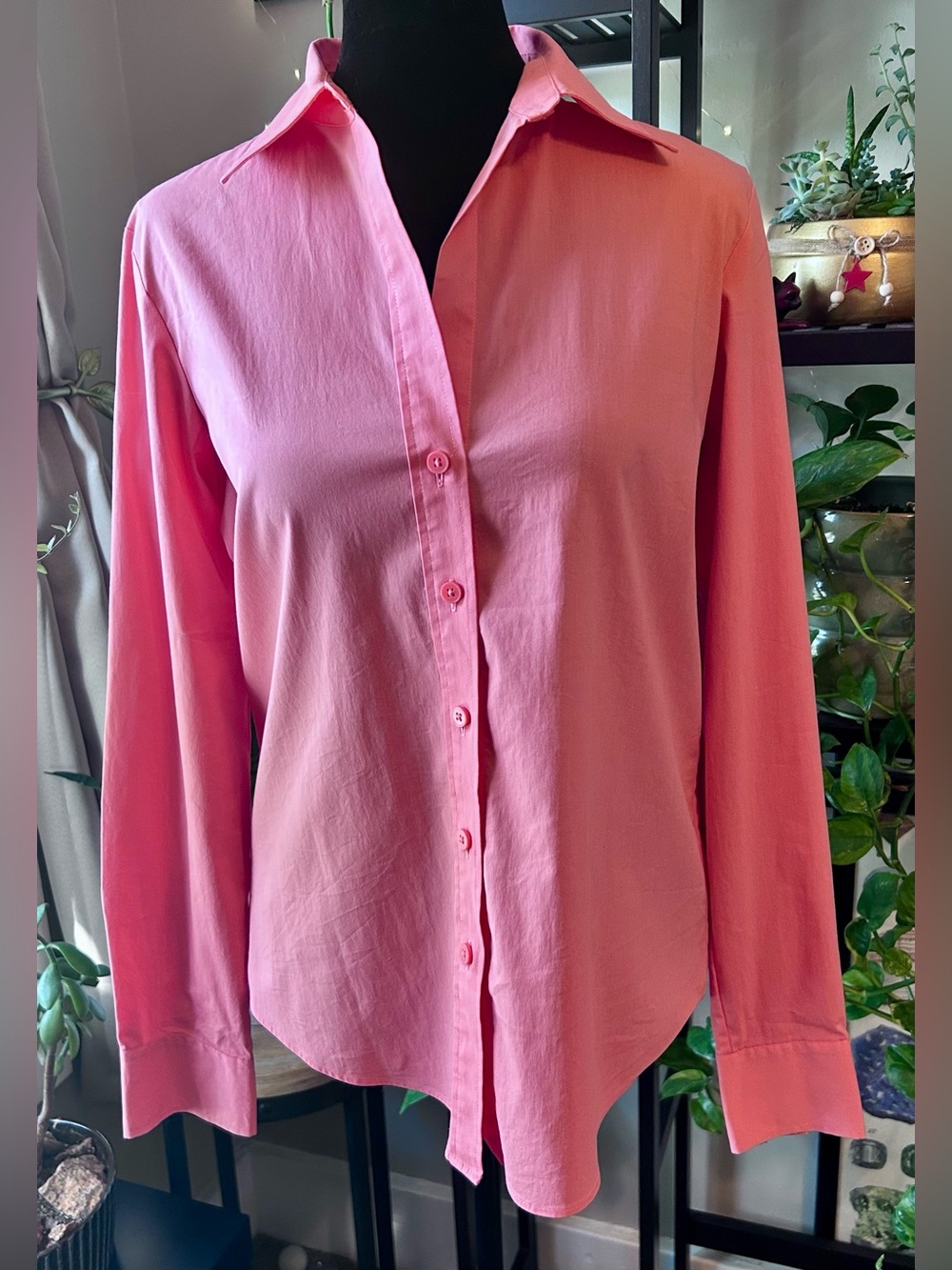 Lord & Taylor Classic Button-Up Women's Coral Shirt